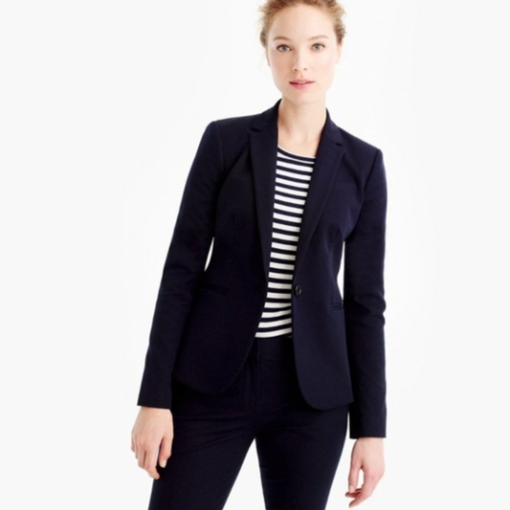 J.Crew Campbell Blazer in Super 120s Wool Blazer in Black, Size 8